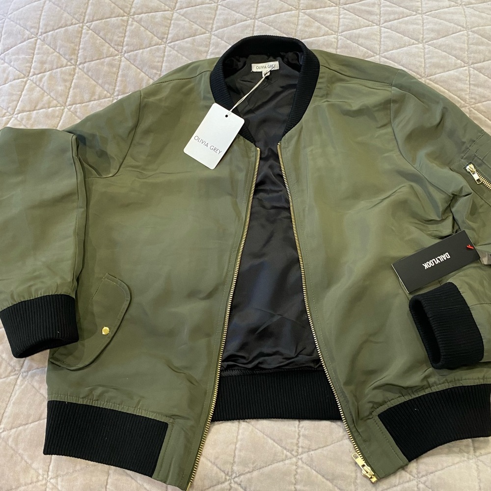 Brand new Olivia Grey olive bomber jacket